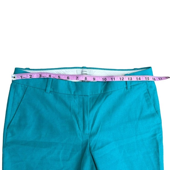 J Crew Cafe Capri Pants Womens Straight Leg Wool Cuffed Teal 6 - Picture 6 of 12